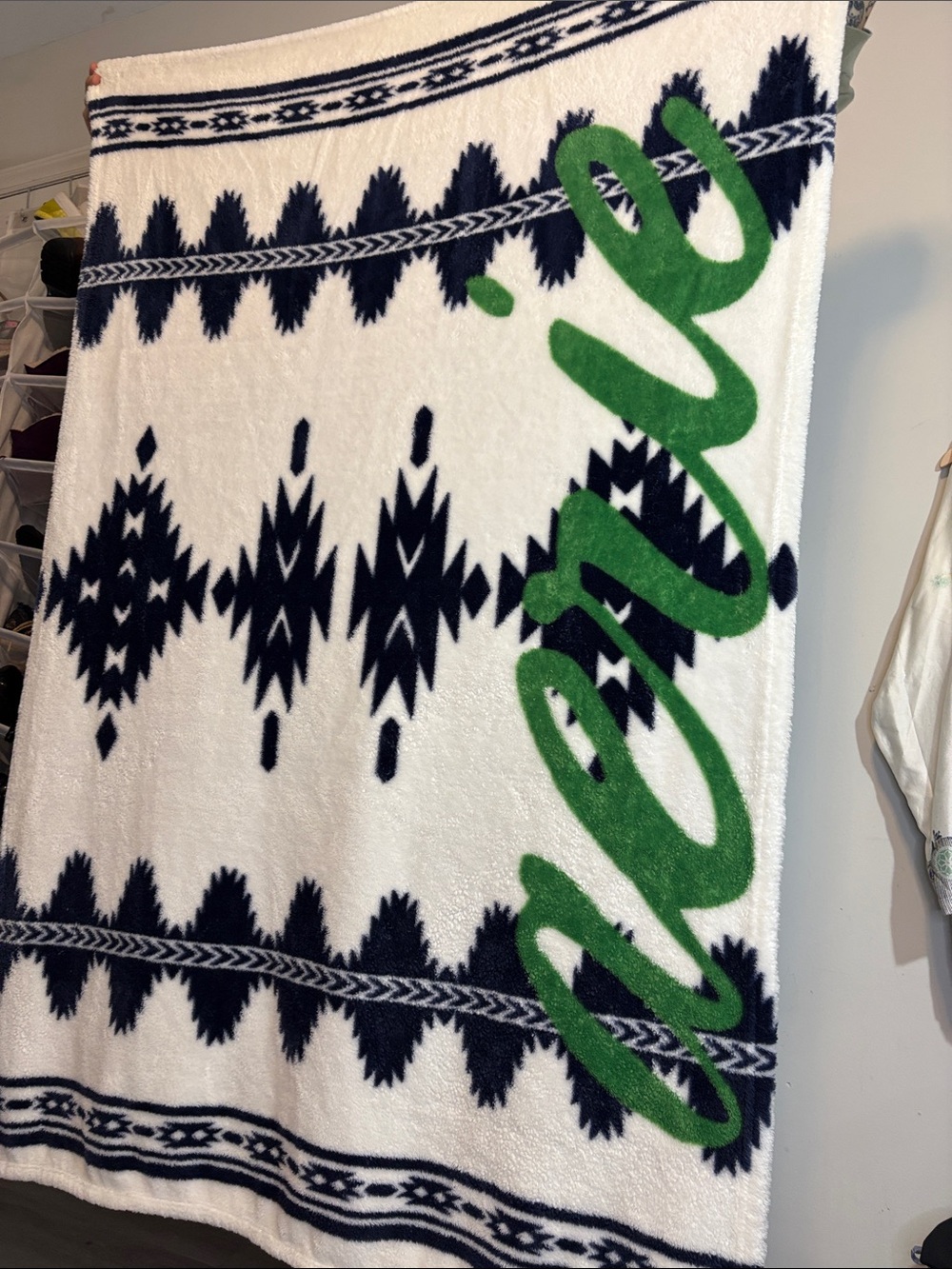 Aerie Plush Fleece Holiday Throw Blanket Southwestern Geometric Sweater Print